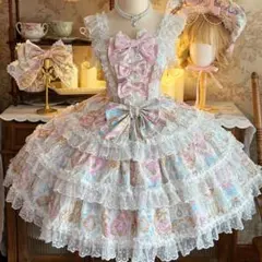 【韓嬢】杏色ゴスロリ・ロリータドレス　お嬢様　甘ロリ　ロリィタドレス　JSK