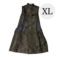 ⁠オシャレ✨コスプレ　チャイナ風 ロングジレ ベスト レースアップ 青　黒 XLのサムネイル
