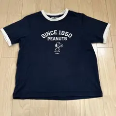 ユニクロ UT PEANUTS スヌーピー リンガーTシャツ L ネイビー