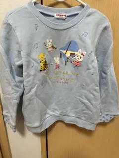 ミキハウス 水色 トレーナー 動物刺繍 110cm