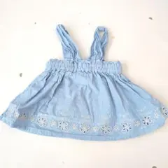 おまとめ割あり　branshes 水色 花柄刺繍 ワンピース 70