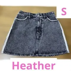【美品】　サイドレースデニムミニスカート　Heather インパン付き　ガーリー