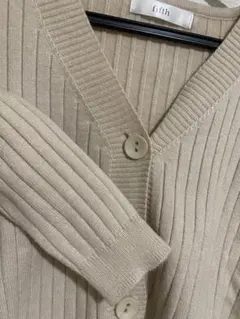 fifth ベージュ リブ編み カーディガン