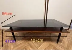 モダン ガラス 木製 センターテーブル 107cm