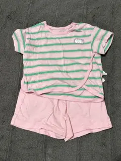 Moimoln モイモルン ストライプTシャツとショートパンツセット