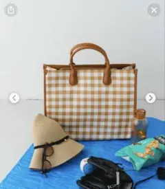 【RODESKO】美品/テープショルダービッグトートバッグ/ベージュ