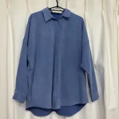 ZARA 青 長袖シャツ　コーデュロイ
