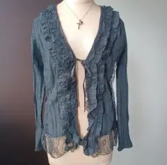 フリルカーディガン レース 森ガール フェアリーグランジ平成y2kダークコア