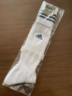 adidas サッカーソックス 25-27 ホワイト&ネイビーストライプ