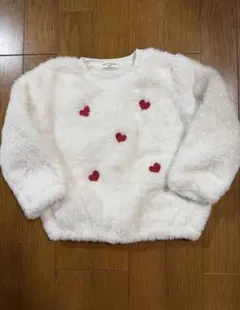 キッズ ふわふわ もこもこトレーナー ハート柄 100