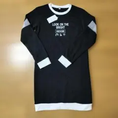 長袖ワンピース 150cm 黒 プリント　新品