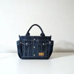 ハンドメイド　デニムリメイク　トートバッグ　ジージャン　ジャケット