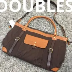 DOUBLES 大きめトートバッグ レザー × キャンバス ショルダーバッグのサムネイル