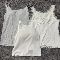 キャミソール3点セット（グレー・ホワイト）