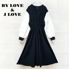 バイラブアンドジェイラブ　バルーンスリーブワンピース 韓国ファッション 黒×白