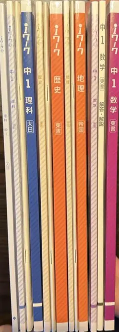 iワーク　中1数学、理科　地理、歴史　四教科セット！解答・解説、iワークプラス付