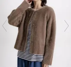 【新品】　スタディオクリップ　ミニフェザーニットジャケット　モカ