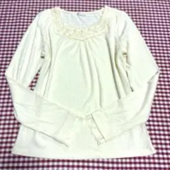 axes femme レース装飾 長袖リブカットソー キナリ　アクシーズ