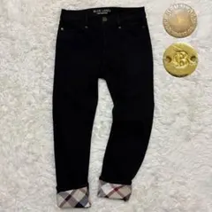 未使用級 ブルーレーベルクレストブリッジパンツ ストレッチデニム ロールアップ黒