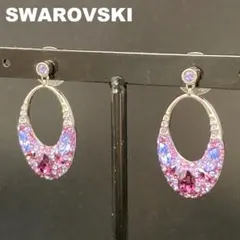 SWAROVSKI フープピアス ピアス パープル マルチカラー クリスタル