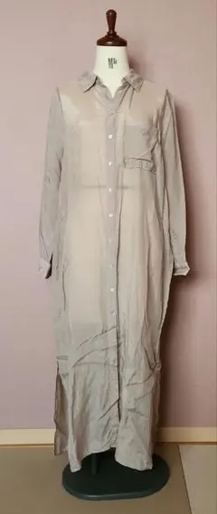 ZARA ベージュ 長袖 シャツワンピース