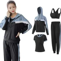 SURENOW スポーツウェア 4点セット ブルー ヨガウェア レディース