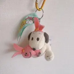 新品 スヌーピー 2026 カラビナ付きマスコットラビットカチューシャ　モカ