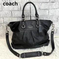 COACH 2WAY レザー ショルダーバッグ ハンドバッグ ブラック チャームのサムネイル