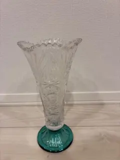 ガラス花瓶 フラワーベース 高さ30cm 切子風 昭和レトロ