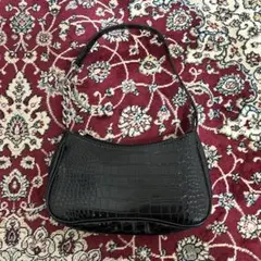 黒 クロコダイル風 ハンドバッグ