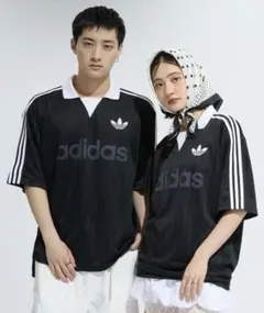 adidas Originals 襟付きゴーリートップ 半袖Tシャツ ブラックのサムネイル