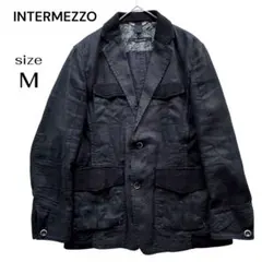 INTERMEZZO レナウン 麻 リネン テーラード ジャケット M ブラックのサムネイル