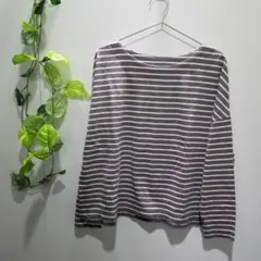 ★ナノユニバース ロンT 長袖 ボーダー クルーネック コットン100% マリン