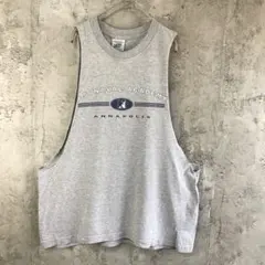 B2579古着　Tシャツ カットオフ　グレー　90s Y2K