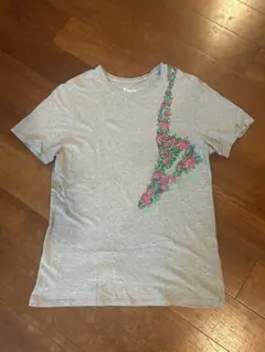 NIKE Tシャツ グレー 花柄プリント XL