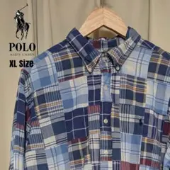 ​【希少】ポロ ラルフローレン パッチワークシャツ マルチカラー XL