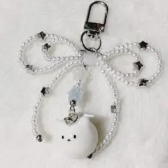 ぽのねこ ダブルリボンビーズ キーホルダー ウィッシュコア