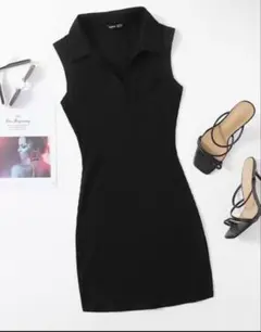 SHEIN ノースリーブ ポロワンピース ブラック XSのサムネイル