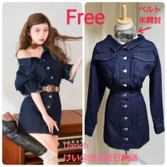 Darich ダーリッチ ボリュームデニムミニワンピース Free IND