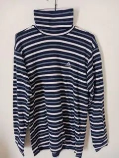 adidasボーダーゴルフタートルネックシャツ