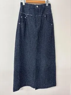 【タグ付新品未使用】ダークブルーデニムタイトスカート M〜L