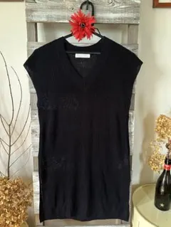 センスオブプレイス　アーバンリサーチ Vネックメッシュロングジレ/ロングベスト