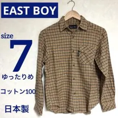 お値下げEAST BOY チェックシャツ　ネルシャツ　ブラウン系 ゆったりS〜Ｍ