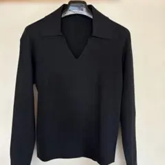 ブラック Vネック リブ編み セーター　（ユニクロ）