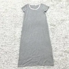 DKNY ロングワンピース tシャツワンピース　マキシ　ストレッチ　ボーダーM