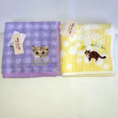 PAUL & JOE 猫刺繍 ハンカチ2枚セット