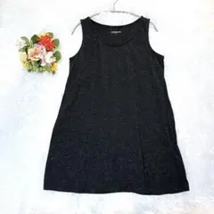 リプシム ノースリーブ チュニック ラメ シンプル 大きいサイズ ゆったり 黒のサムネイル