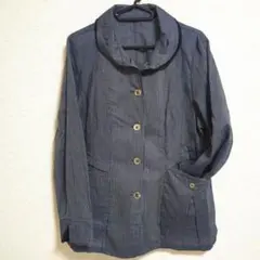 ストライプネイビー ボタン付きジャケット