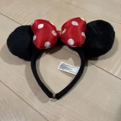 ミニーマウス カチューシャ 黒 赤ドット