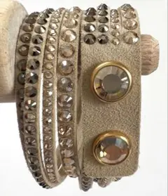 スワロフスキー Slake ラップブレスレット ベージュ 2重巻き　2WAY